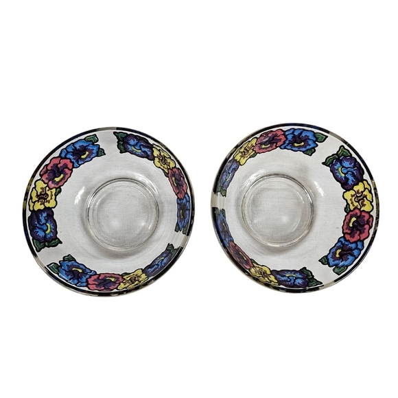 Vintage 60s 70s Pasinski Washington Stained Glass Pansy Serving Bowl Set of 3 - Picture 7 of 10